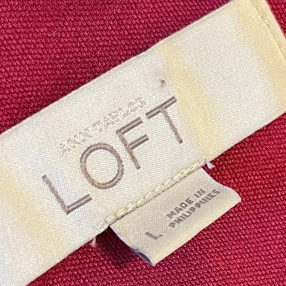 ANN TAYLOR LOFT Dress Size L Horizontal Stripes Red and White Stretchy - Picture 5 of 9